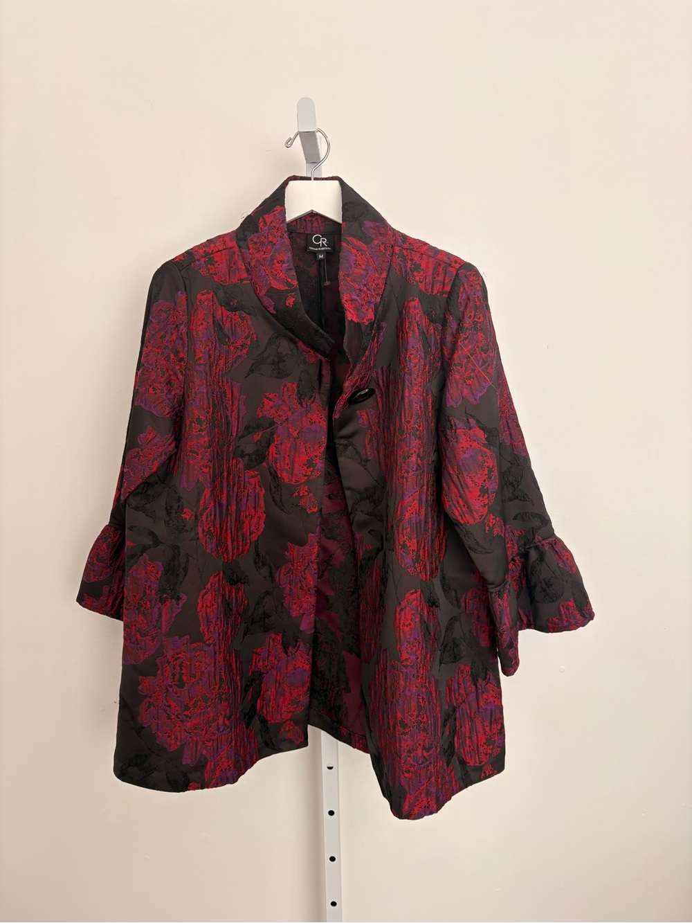 CR Red Floral Jacquard Evening Blazer